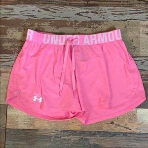 Pink under armour shorts size small
